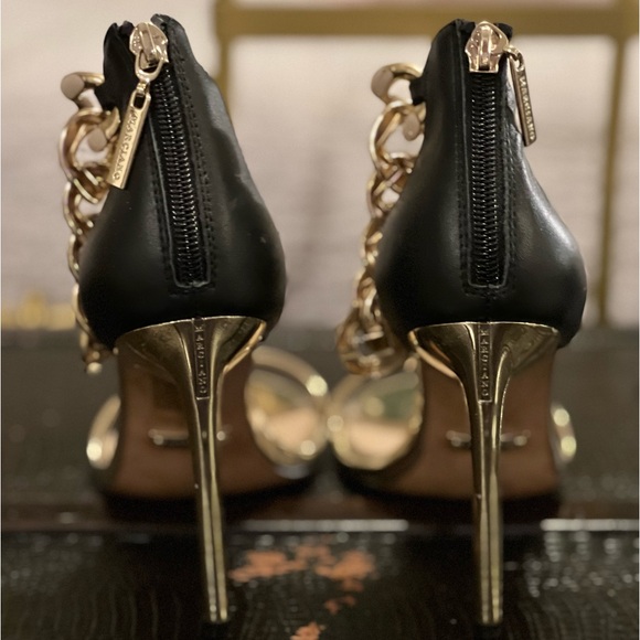 Marciano black and gold heels with cream chain ankle strap… 37/6.5 - Picture 7 of 8